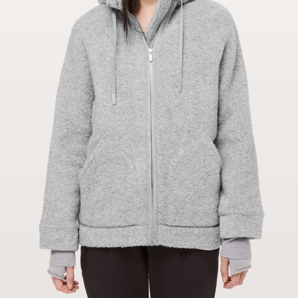 lululemon So Sherpa Jacket | Sweatshirt Hoodie | Heathered Silver Spoon Grey | 6